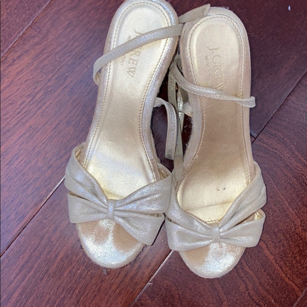 used jcrew wedge open toe shoes
